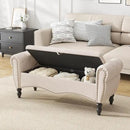 Furniliving Storage Ottoman Bench for Bedroom, Upholstered End of Bed Bench with Solid Wood Legs Modern Shoe Storage Bench Indoor Bench for Living Room Entryway Bench Furniture,Beige, Linen by CozyNest Decor