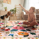 Floral 6x9 Area Rug Machine Washable Soft Print Boho Carpet Non Slip Doormat Low Pile Flower Area Rugs for Living Room Bedroom Nursery Kitchen Dining Room Indoor-Pink by TinyTreasures Baby Boutique