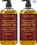 MAJESTIC PURE Cellulite Massage Oil for Massage Therapy - Refreshing, and Relaxing - Natural Oils with with Vegan Collagen & Stem Cells - for All Skin Types - Men and Women - 8 fl oz by CozyNest Decor