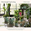 MACKENZIE-CHILDS Flowerpot, Decorative Garden Pot for Growing Plants, Green-and-White Emerald Check by GreenHaven Gardens