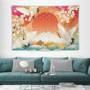 HZOHNAGO Japanese Tapestry Cherry Blossom Crane Sea Wave Fuji Mountain Red Sun Pattern Printed Wall Tapestry Painting Wall Hanging for Bedroom Living Room Dorm 60" W x 40" H by CozyNest Decor