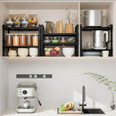 Expandable,Adjustable & Stackable Spice Rack, Cabinet Kitchen Countertop Shelf Organizer,Metal Pantry Storage Shelves - Space-Saving Storage Solution(2Packs/Black/Medium) by CozyNest Decor