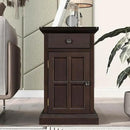 Traditional Wood End Table with Charging Station, Modern Vintage Sofa Chair Side Table Nightstand with Storage & Drawer for Living Room Bedroom, No Assembly, Antique Espresso by CozyNest Decor