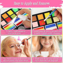 Face Painting Kit for Kids, 27 Colors Non-Toxic Paint with Brushes, 16 Crayons, 6 Reusable & 40 Sticky Stencils, Face Gems, Tattoos for Cosplay Parties & Halloween Makeup by TinyTreasures Baby Boutique