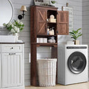 Over The Toilet Storage Cabinet, Farmhouse Bathroom Cabinet with Adjustable Shelf & Barn Door, 67" Tall Over The Toilet Shelf, Brown by CozyNest Decor