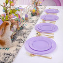 FLOWERCAT 60PCS Purple Plates - Heavy Duty Purple Plastic Plates Disposable for Easter Party/Wedding - Include 30PCS 10.25" Dinner Plates and 30PCS 7.5" Dessert Plates by CozyNest Decor