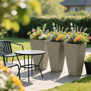 Outsunny Tall Planters for Outdoor Plants Set of 3, 28 in Taper Planters with Drainage Holes, Indoor Grande Plant Pots, Front Porch Decor, Grey by CozyNest Decor