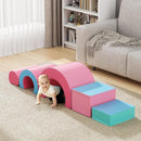 Lischwert Foam Climbing Blocks, Soft Climbing Toys for Toddlers, 5 Pieces Crawl and Climb Foam Playset with Foldable Block and Tunnel, Indoor Climber Activity Play Set for Kids Age 1+(Pink Blue) by TinyTreasures Baby Boutique