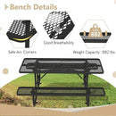 72'' Steel Rectangular Picnic Table for Outdoors, Expanded, Lifetime Picnic Table with Umbrella Hole, Heavy Duty Sturdy Commercial Picnic Tables for Garden Courtyard BBQ, Black by GreenHaven Gardens