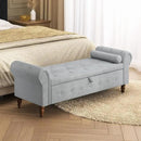 Storage Ottoman Bench for Bedroom, 63" End of Bed Bench with Rolled Arms Upholstered Ottoman Bench Fit for Bedroom, Living Room, Entryway, Velvet Light Gray by CozyNest Decor