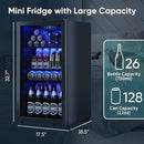 Beverage Fridge, 130 Can Mini Fridge With Glass Door, Beverage Cooler Refrigerator, Wine Drink Beer Cooler, Adjustable Shelves & Digital Temperature Display by CozyNest Decor