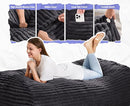 Hobestluk 5FT Bean Bag Chairs Adult Bean Bag with Portable Handle Comfy Large Bean Bag Lounge Chair with Removable Cover for Living Room Bedroom (Stripe Dark Grey, 5FT) by TinyTreasures Baby Boutique