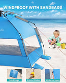 OutdoorMaster Beach Tent with Blackout Shelter Technology, Portable Beach Shade Sun Shelter Canopy for 4-6 Person with UPF 50+ UV Protection, Easy Setup Pop Up Tent Family Size by TinyTreasures Baby Boutique