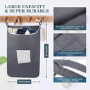 The Fine Living Co. X-Large Hanging Laundry Hamper with Over Door Hooks & Adhesive, Durable Space Saving Laundry Bag with Zipper and Wide Open Top,Hanging Dorm Laundry Hamper 20"x3.75"x31" (Gray-XL) by CozyNest Decor