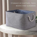 TcaFmac Storage Bins for Organization - Large 3 Pack Canvas Storage Basket for Shelves with Handles, Collapsible Baskets for Organizing for Closet Dog Laundry (Grey 16x12x8 inch) by CozyNest Decor