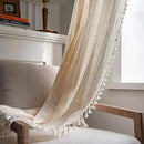 Sutuo Home Boho Curtain Crochet Lace Semi-Sheer Florals Hollow Knitted Handmade Tassels, Rod Pocket Window Treatment Vintage Rustic Farmhouse Drapes for Living Bedroom, 1 Panel 59" W x 63" L, Beige by CozyNest Decor