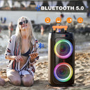 JYX Karaoke Machine with 2 Wireless Microphones for Adults, 8" Big Bluetooth Party Speaker with 500W Peak Power, PA System with LED Disco Light, Rolling Wheels and Trolley, Perfect for Outdoor Home by TinyTreasures Baby Boutique