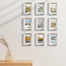 Vittanly 4x6 Picture Frames Set of 9, Shatter Resistant Plexiglass, Display 3.5x5 Pictures with Mat or 4x6 without Mat, Photo Frames for Wall or Tabletop, Engineered Wood, Distressed White by CozyNest Decor