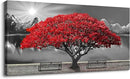 Black and White Red Tree Wall Art Canvas Print Picture Large Red Tree Landscape Modern Artwork for Living Room Bedroom Office Home Wall Decor With Frame 24X48inch by CozyNest Decor