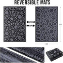 OLANLY Waterproof Outdoor Rug 5x8 ft, Outdoor Plastic Straw Rug with Flower Pattern, Reversible RV Mat for Patio, Camping, Balcony, Deck, Backyard, Black & Grey by CozyNest Decor