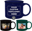 DISCOUNT PROMOS Custom Ceramic Campfire Coffee Mugs 13 oz. Set of 1, Personalized Bulk Pack - Perfect for Tea, Espresso, Cappuccino, Hot Cocoa - Blue by TinyTreasures Baby Boutique