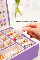 Girls Jewelry Box for Earrings Jewelry Organizer Box Teen Girls Earrings Organizer Jewelry Box with Earring Holder Organizer Stud Earring Box for Girls Womens Jewelry Case Organizer Purple by TinyTreasures Baby Boutique