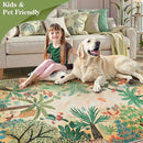 LIVEBOX Washable Jungle Animal Print 6 x 9 Area Rug for Dining Room, Non-Skid Yellow Kids Carpet Playmat Rug for Play Room, Soft Nursery Rugs for Girl Dorm, Kids Rugs for Bedroom Boys by CozyNest Decor