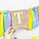Easter Party Decorations Burlap Rabbit Bunny 3D Felt Egg with Wood Beads Garland Felt Easter Sign Burlap Pennant Banner Flag with Pastel Ribbon for Easter Spring Birthday Baby Shower Party Supplies by CozyNest Decor