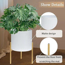 ARNIS Modern Planter Pots, Set of 2 Round Large Planters with Stand, Decorative Floor Planters, Metal Pots with Drainage Holes for Living Room, Office, Garden or Balcony, 8.25 &10.5 Inch, White & Gold by CozyNest Decor