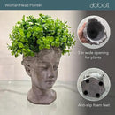 Abbott Collection Goddess Head Wall Planter - Large Cement Indoor and Outdoor Planter Pot - Grecian Woman Statue Head Planter for Flowers and Succulents (Grey, 3.5" Opening) by GreenHaven Gardens