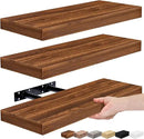Sorbus Floating Shelves for Wall, Bathroom Shelves Wall Mounted for Kitchen, Bedroom, Bathroom Storage Over Toilet, Hanging Book Shelf for Ｗall Home Decor Living Room (Walnut, 3 Pack) by CozyNest Decor