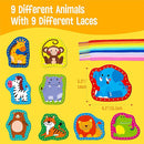 9 Pieces Kids Lacing Cards, Double Sided Sewing Cards in 9 Wild Animals with 9 Colorful Laces, Imagination Development Lacing Toys Games for Children Educational and Learning Activity by TinyTreasures Baby Boutique