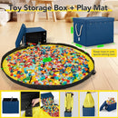 Kids Toy Box Chest Storage with Lid and Big Play Mat for Boys and Girls,Collapsible Fabric Toy Building Bricks Storage Container Organizer Bin with Rug for Playroom and Nursery Organization by TinyTreasures Baby Boutique