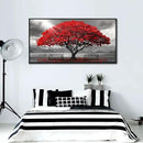 AJAZIKO Red Wall Art - Modern Framed Wall Art for Living Room - Red Tree Black and White Landscape Canvas Prints Posters & Prints for Home Office Bedroom Decorations - Large Wall Pictures 24×48IN by CozyNest Decor