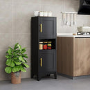 47.24" H Metal Narrow Bathroom Storage Cabinet Pantry Storage Cabinet, 2 Adjustable Shelves for Kitchen, Home Office, Living Room, Dinning Room (Black) by CozyNest Decor
