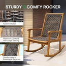 Idzo Wood Wicker Rocking Chair, 400 lbs Capacity, Durable Eucalyptus Wood, Natural Finish, Comfortable Curvy Design, Ideal for Deck, Patio Furniture, Teak Outdoor Furniture, Set of 2 by CozyNest Decor