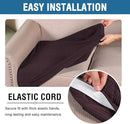 H.VERSAILTEX Super Stretch Individual Seat Cushion Covers - Thick Jacquard Textured Twill Fabric (2 Piece Large Sofa Cushion Covers, Chocolate) by CozyNest Decor