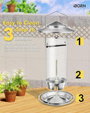 iBorn Metal Bird Feeders for Outdoors,Easy Clean Bird Seed Feeder,Hanging Bird Feeder for Seeds with Gift Box,3-Second Refill Bird Feeder,Nickle 6 Port (Seed is not Included) by CozyNest Decor