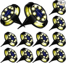 Solar Ground Lights Outdoor 12 Packs 12 LED Disk Lights Solar Powered Waterproof New In-ground Lights For Garden Deck Stair Step Lawn Patio Driveway Walkway Pathway Yard decoration(Warm Light,12Pack) by GreenHaven Gardens