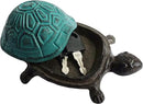 BSTGIFTS Cast Iron Turtle Key Hider - Spare Key Holder - Garden Decoration Turtle, Jewelry Trinkets Box for Key, Ear Studs, Ring, Paper Clip (Antique Blue) by GreenHaven Gardens
