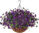 Artificial Fake Hanging Plants Flowers with Basket Outdoor Decor Faux Silk Dasiy Flower Arrangements in Pot Planter for Porch Home Indoor Patio Garden Yard Decoration by GreenHaven Gardens