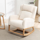 Rocking Chair Nursery, Nursing Rocking Chairs for Mom Nursery, Comfy Wingback Glider Rocking Armchair with Foot Rest and Side Pocket for Nursery Living Room Bedroom, Beige by TinyTreasures Baby Boutique