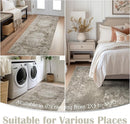 jinchan Vintage Floral Runner Rug 2x6 - Machine Washable Distressed Design Non-Slip Low-Pile Soft Thin Carpet for Hallway Kitchen Farmhouse Bedroom Entryway Laundry Room (2x6ft,Brown) by TinyTreasures Baby Boutique