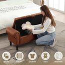 51" Storage Ottoman Bench for Bedroom, Full Queen Storage Bench with Button, Upholstered Bedroom Bench with Rolled Arms for Living Room, Storage Room, Entryway, Brown by CozyNest Decor
