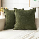 MIULEE Pack of 2 Couch Throw Pillow Covers 24x24 Inch Olive Green Farmhouse Decorative Pillow Covers with Stitched Edge Soft Chenille Solid Dyed Spring Pillow Covers for Sofa Bed Living Room by CozyNest Decor