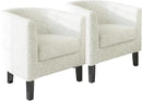 BELLEZE Accent Barrel Chair Set of 2, Linen Round Chair Club Tub Sofa Corner Chair with Flared Legs and Cozy Soft Padding for Living Room Bedroom Waiting Room - Teddy White by CozyNest Decor