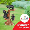 Exhart Garden Sculpture, Bear Family Tree Garden Statue with Real Swing, Outdoor Lawn and Yard Art Decoration, 9 x 6.5 x 14 Inch by GreenHaven Gardens