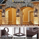 Bronze Outdoor Wall Lanterns Aluminum Anti-Rust Porch Lights 2-Pack, Exterior Light Fixtures IP65 Waterproof Clear Glass Brown Outdoor Sconces Lamps Wall Mount, Oil Rubbed Bronze by CozyNest Decor