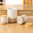 Yangbaga Canister Sets for Kitchen Counter, 80/40/20 OZ Large Ceramic Food Storage Jars with Airtight Wood Lids, Large Kitchen Canisters for Coffee, Sugar, Tea, Flour, Spice by CozyNest Decor