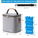 Breastmilk Cooler Bag with Ice Pack Fits 6 Baby Bottles Up to 9 Ounce, Baby Bottle Bag with Shoulder Strap for Nursing Mom Daycare, Grey by TinyTreasures Baby Boutique